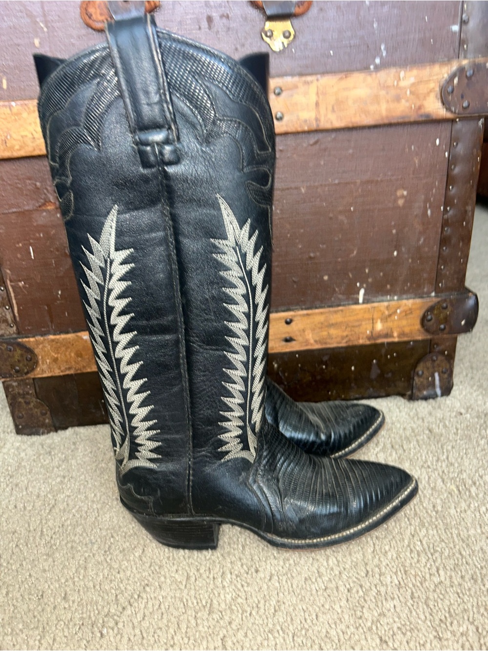 Black Embroidered Cowboy Boots